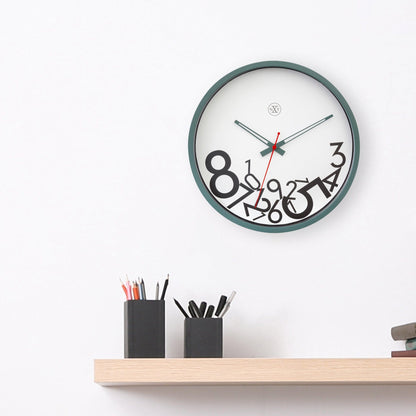NeXtime Clocks 30cm silent plastic wall clock with dropped numeral design, modern style and clear time display.