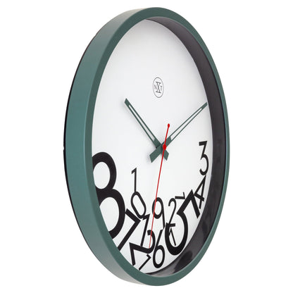 NeXtime Clocks 30cm silent plastic wall clock with dropped numbers, showing a minimalist design on a white background.