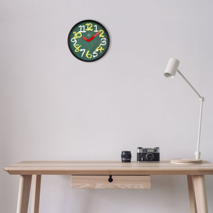 Green NeXtime Clocks 30cm silent wall clock with plastic chalkboard design, featuring easy-to-read clock face.