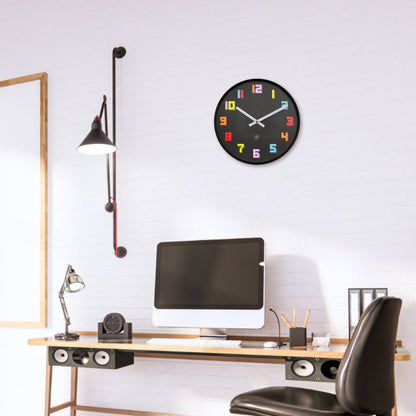 NeXtime Clocks 35cm black and multicolour silent wall clock with game-themed design, made of durable ABS material.