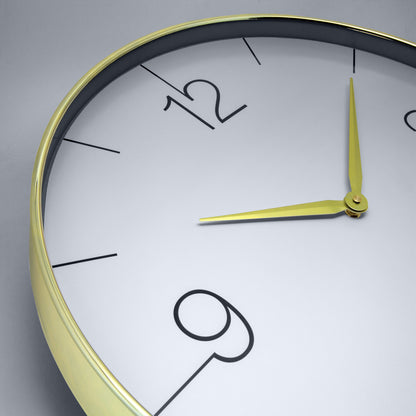 NeXtime Wandklok Finesse Large 51cm met stille werking in goud, chroom en grijs plastic, gedetailleerde close-up.