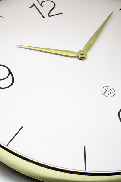 NeXtime Finesse Large wandklok van 51cm met stille uurwerk, goud, chroom en grijs plastic, moderne muurklok met duidelijke wijzers