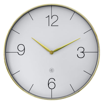 NeXtime wandklok Finesse Large, 51cm, goud, chroom en grijs plastic, stille wijzers, modern design, grote wandklok