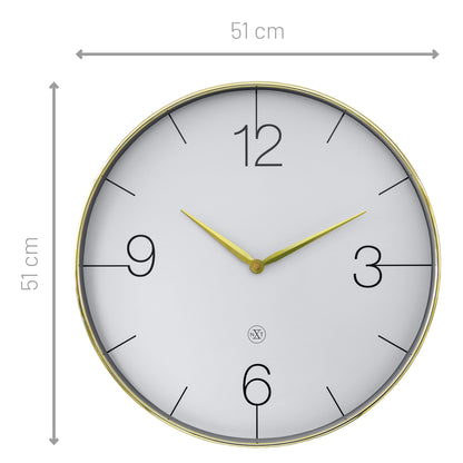 NeXtime wandklok Finesse Large 51cm, stille, goud, chroom en grijs plastic, modern design op witte achtergrond