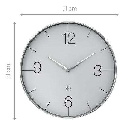 NeXtime Finesse grote wandklok van 51cm, goud, chroom en grijs met stille uurwerk en plastic behuizing.