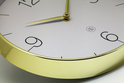 NeXtime Clocks 30.5cm gold, chrome, and grey wall clock with a silent mechanism, plastic construction, model Finesse.