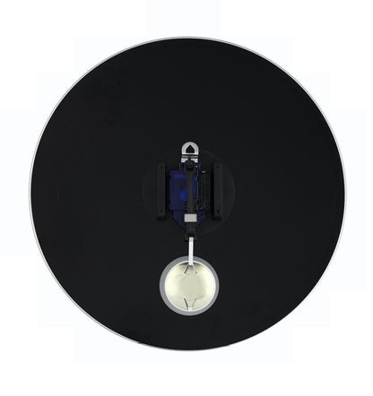 NeXtime Clocks Romana wall clock with glass face, 43x4.2 cm, showing the back view with clock hands and sleek design.