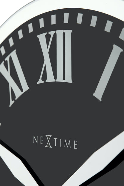NeXtime Clocks Romana wall clock with glass face, 43 x 4.2 cm, featuring a sleek design and modern style.