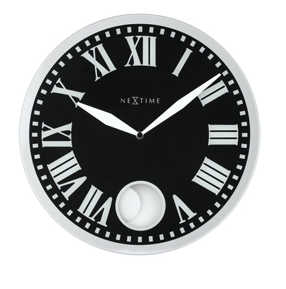 NeXtime Clocks Romana wall clock with glass face, 43 x 4.2 cm, featuring a classic design and black numerals.