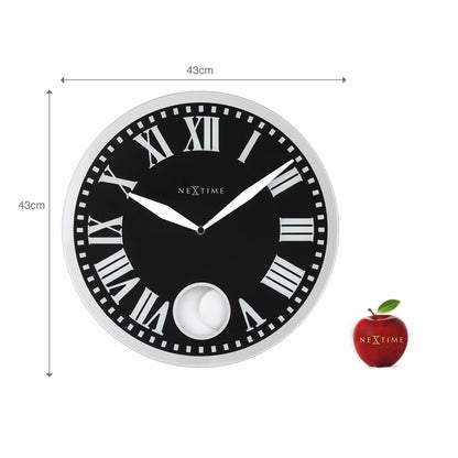 NeXtime Clocks Romana wall clock with glass face, 43 x 4.2 cm, featuring a stylish design and clear time display.