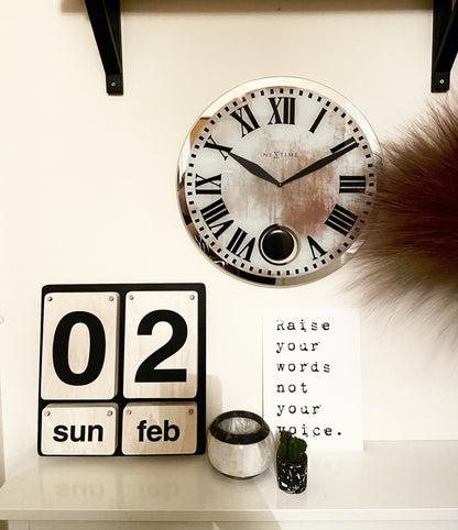 NeXtime Clocks Romana wall clock with glass face, 43 x 4.2 cm, featuring an elegant design and classic Roman numeral dial.