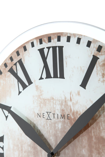NeXtime Clocks Romana wall clock with glass face, 43x4.2 cm, featuring elegant design and detailed Roman numerals.