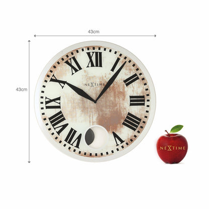 NeXtime Clocks Romana wall clock with glass face, 43x4.2 cm, featuring a stylish design and clear time display.