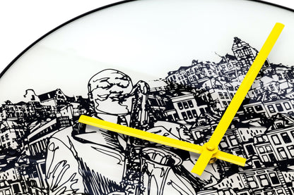 NeXtime Clocks Sax City wall clock with a 40 cm glass and metal design, featuring modern style and clear time display.