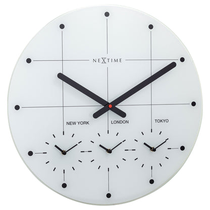 NeXtime Clocks Big City wall clock, 43cm with glass front, silent movement, modern design for home or office decor.