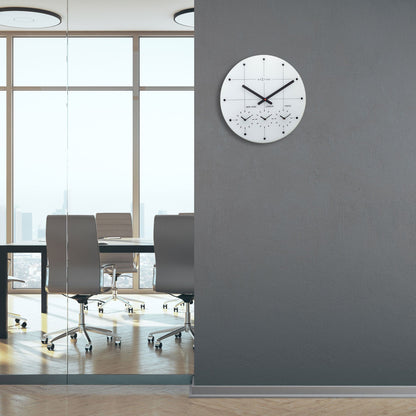 NeXtime Clocks 43cm silent glass wall clock with "Big City" design, perfect for modern interior decor.