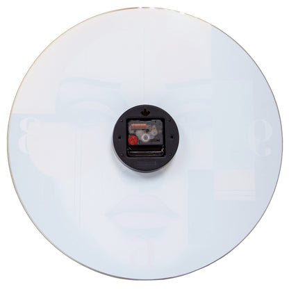 NeXtime Vogue wall clock, 43cm, silent operation with multicolour glass design, shown from the back view.
