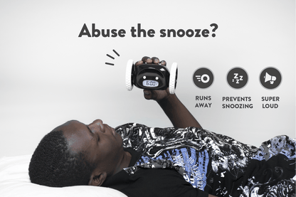 Clocky Black - Alarm clock on wheels