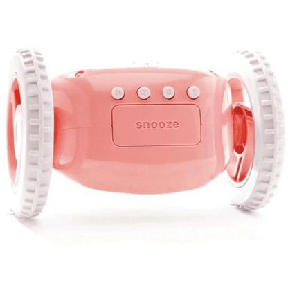 Pink Wheelie Alarm Clock by NeXtime Clocks with digital display and playful design on a white background.