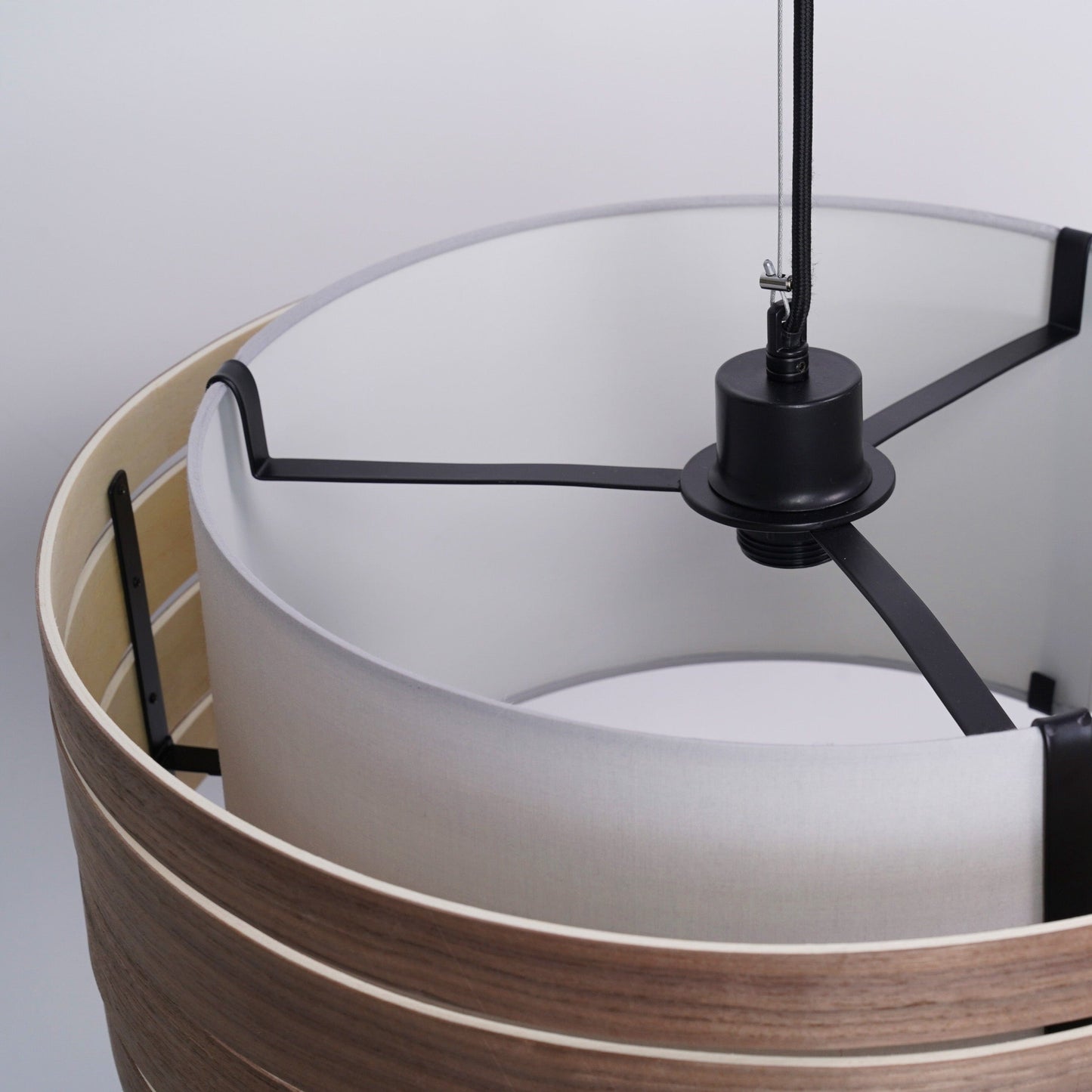 Lamp Shade - Wood (dark walnut veneer)-Fabric - 50 cm -  "Beam"