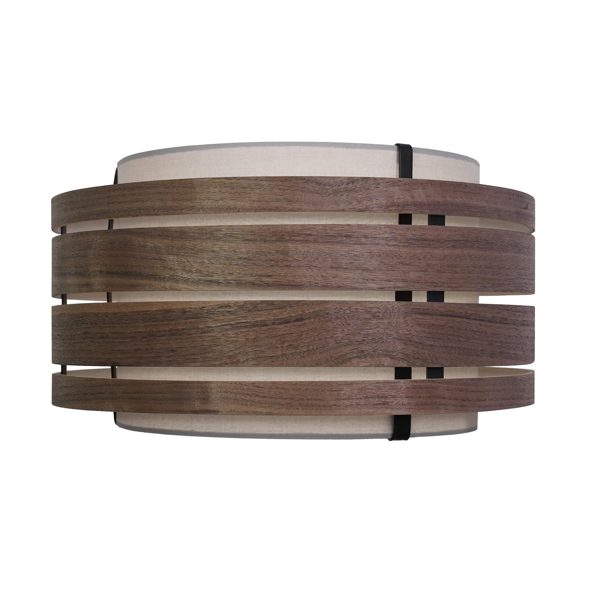 Donkere walnoothouten lampenkap van 25 cm van NeXtime Clocks, gemaakt van stof, geschikt voor verlichting en sfeervolle verlichting.