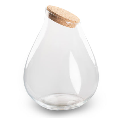 Glass terrarium bottle with cork stopper by Florazo NL, ideal for DIY indoor plant arrangements or decorative displays.