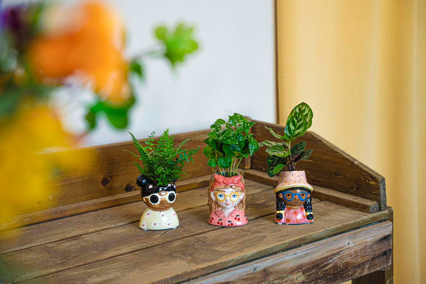 Mini Flower Pot Multi Color - Bobbi - Face Head - 10.5 cm