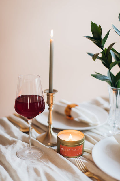 Flambé Fleuri 1001 Nights Candle in decorative tin with intricate floral design, ideal for creating a warm, cozy ambiance.